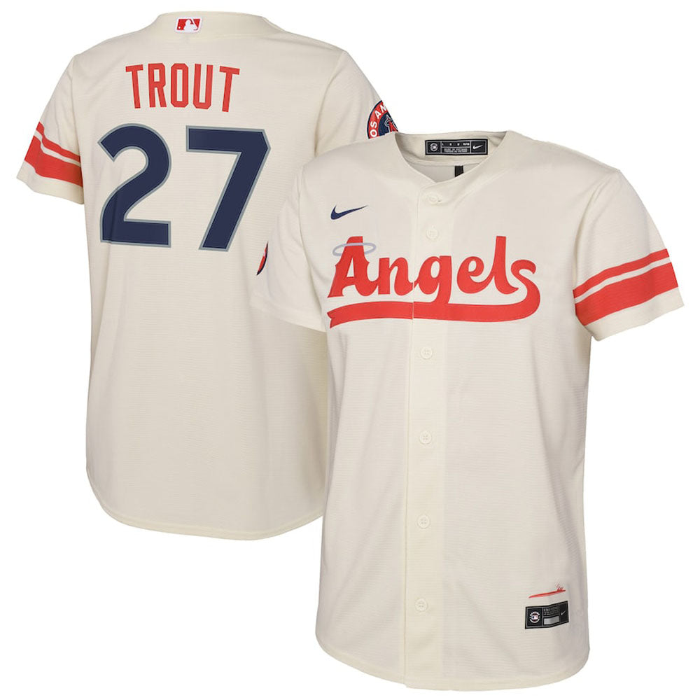 Youth Los Angeles Angels Mike Trout City Connect Replica Jersey - Cream